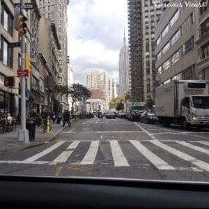 October Trip to New York City. Empire State Building View from a Taxi-Cab